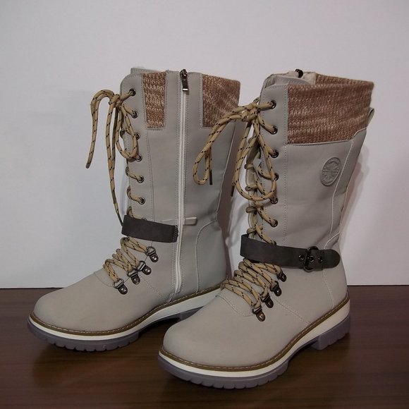 NEW - Oh! Chics - Ladies - grey/tan - mid-calf - winter boots - size 9 - Picture 1 of 5